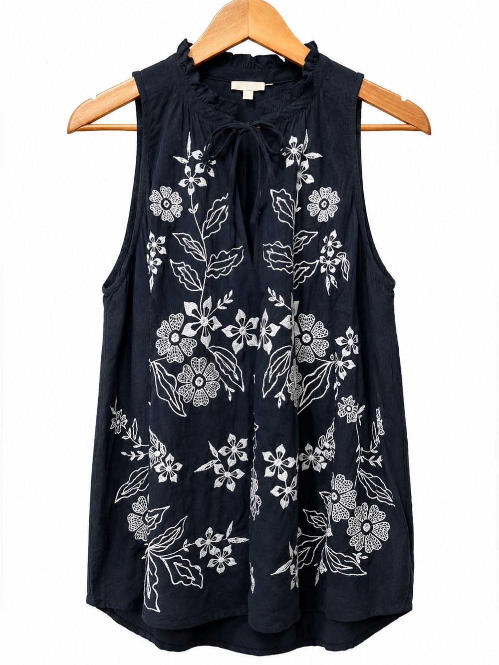 Pilcro Black Embroidered Tank Top 3X Plus Floral Linen Blend Boho NWT